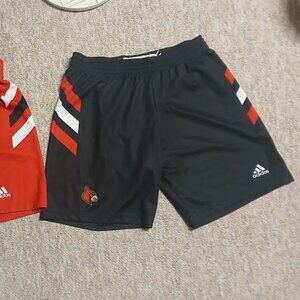 Louisville Cardinals Basketball Adidas Lot Of 2 Practice Shorts Red & Black XL